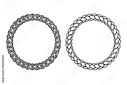 Two interwoven oval frames against a stark black background