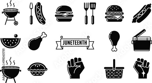 Juneteenth bbq celebration festive icons of freedom food and community gathering for emancipation day