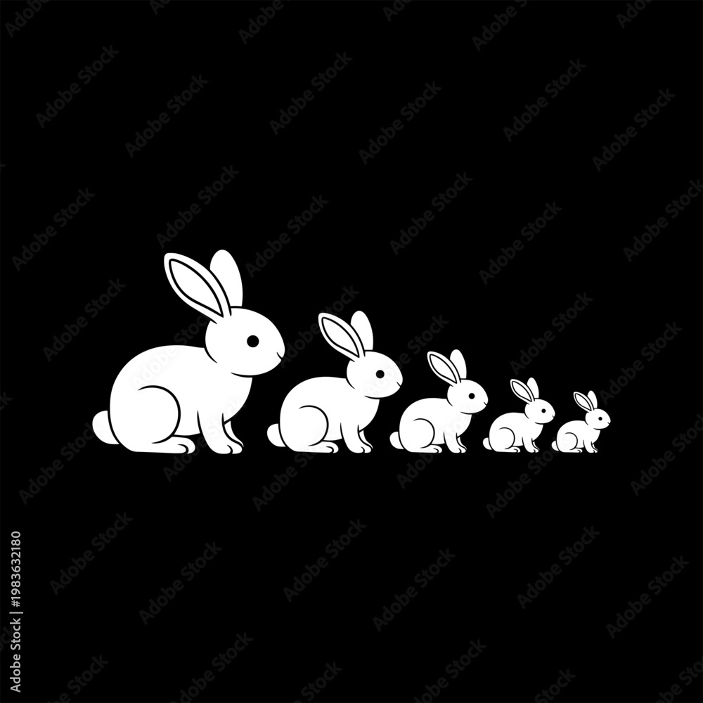 Fototapeta premium easter bunny with easter eggs, black and white buttons on white Collection of Sixteen Cute Cartoon Bunny Emojis with Various Facial Expressions.