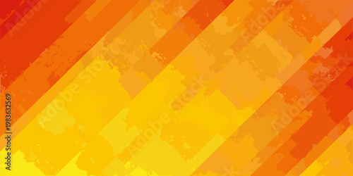 Abstract diagonal stripes in shades of orange and yellow create a warm background