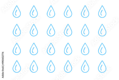 A grid of stylized water droplets with varying levels of fullness