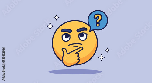 Thinking Emoji with Question Mark Bubble.