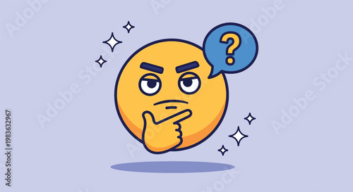 Thinking Emoji with Question Mark and Sparkles.