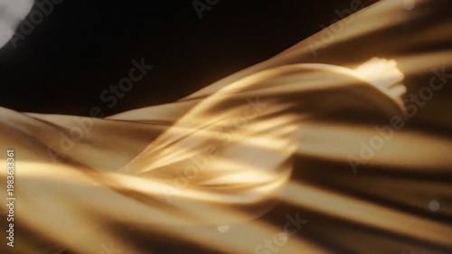 Wallpaper Mural Golden Fabric Waves in Motion Closeup. Torontodigital.ca