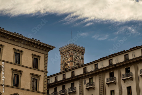 Fotografie Giottos Tower on an Overcast Day, Mediterranean Architecture