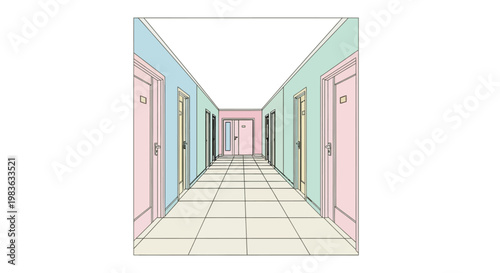 doors in a corridor with walls.