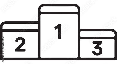 Minimalist winner podium line icon with numbers one two and three for competition and ranking vector illustration