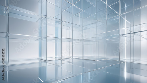 Abstract Pristine Luxury Featuring Elevated Transparent Glass Panels