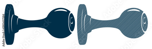 Dark blue, metallic chess pawn icons, vector graphics, 2 shapes