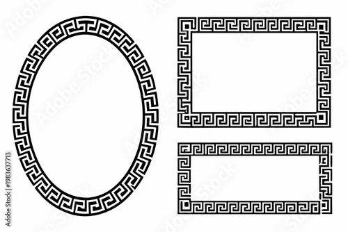 Schilderij op canvas Ancient greek key patterns forming oval and rectangular frames