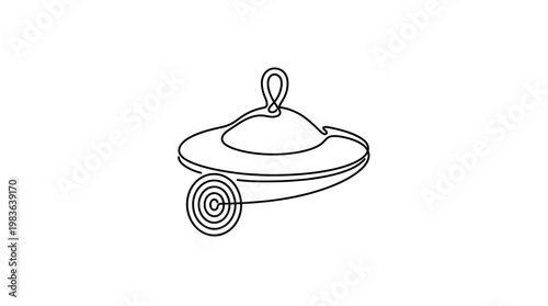 Finger Cymbal Zill Continuous Line Drawing With Sound Ring Minimal Monoline Music Instrument Vector Illustration