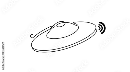 Finger Cymbal Zill Continuous Line Drawing With Sound Ring Minimal Monoline Music Instrument Vector Illustration