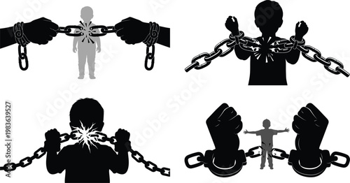 Symbolic depiction of breaking free from oppressive chains and constraints