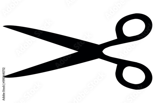 Simple silhouette of open scissors. Scissors icon. Scissors logo icon. Stock vector illustration isolated on white background.