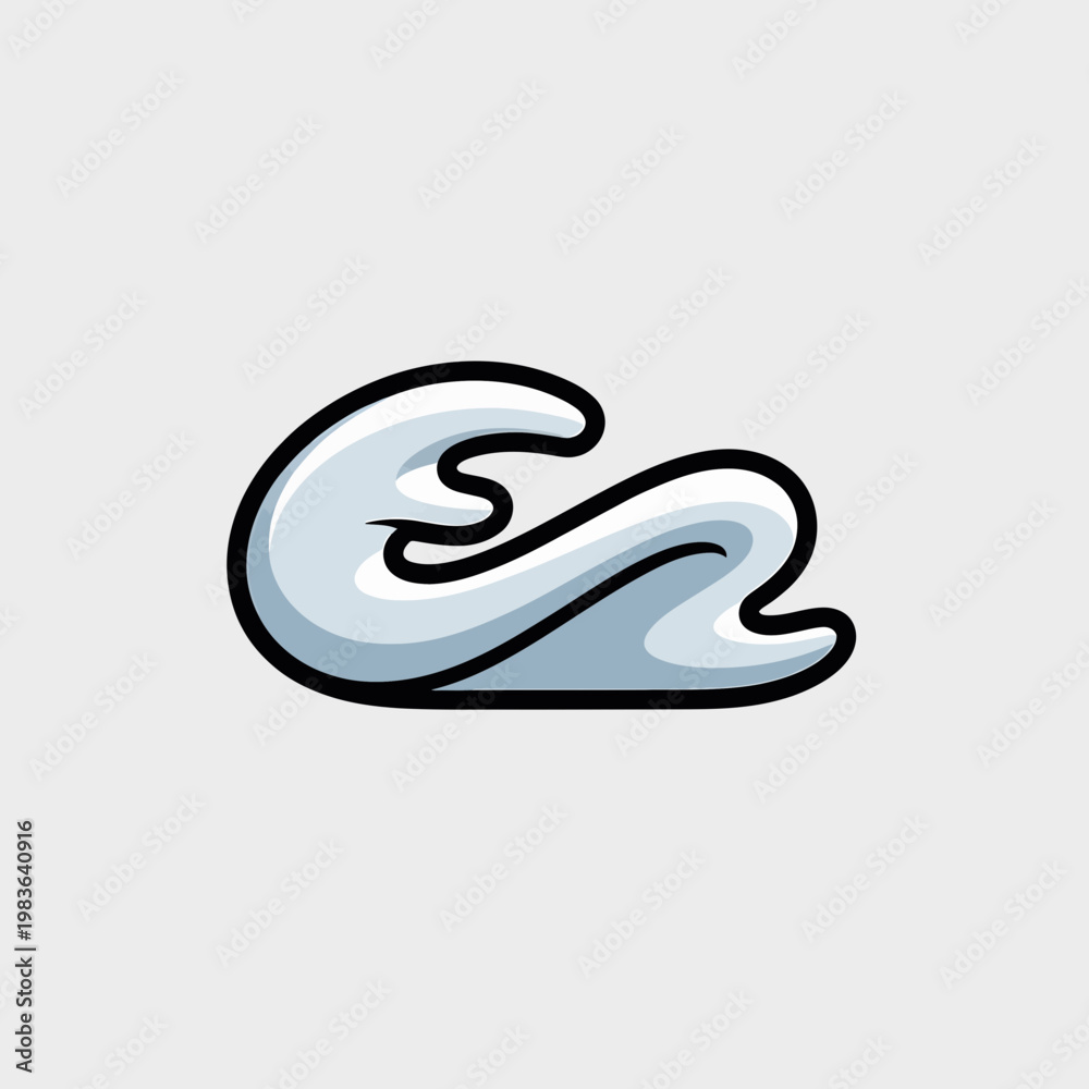 Obraz premium Blue Wave Graphic Isolated on White Background