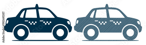 Fotografie Taxi, cab, vehicle icons, transportation symbols, blue