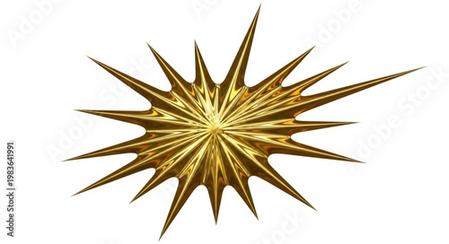 Gold Spiky Starburst Ornament Decorative Metallic Sculpture.