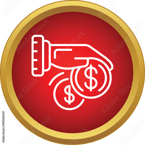 Hand giving or receiving dollar coins for payment or charity