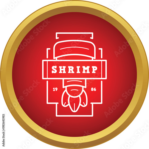 Seafood logo with a shrimp emblem in a retro vintage design