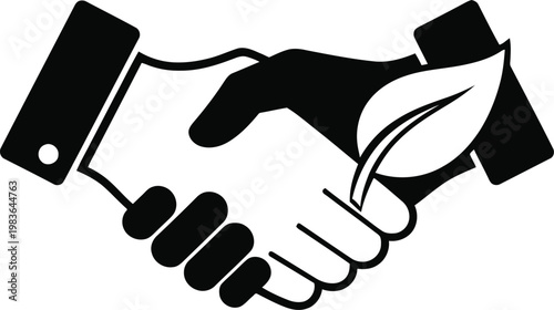 Handshake with a leaf symbolizing eco-friendly partnership