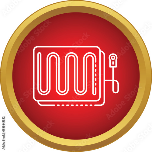 Heating pad or electric blanket delivering warmth in a line art style icon