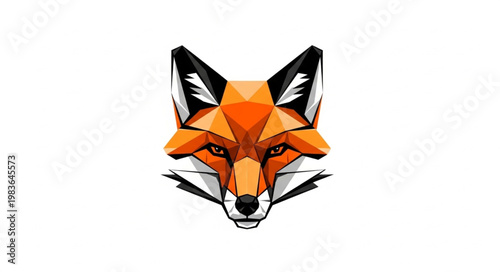 Geometric Polygonal Fox Head Logo Illustration.