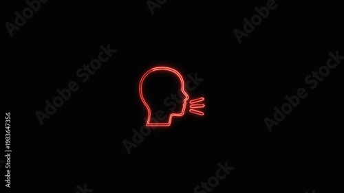 Neon Red Speech Head Icon