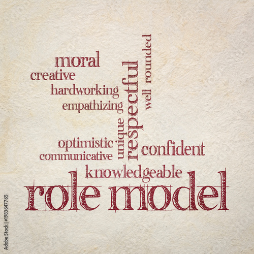 role model qualities word cloud on art paper