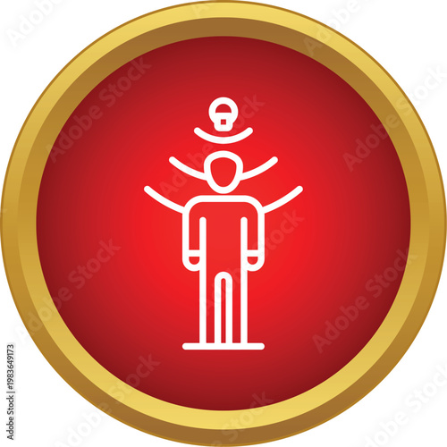 Human figure radiating aura and consciousness on a vibrant red background