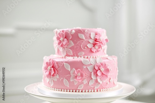Orange Cake With Cream Layers and Dried Orange Slices on a Wooden Board