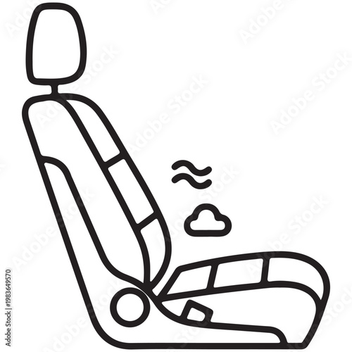 Car seat with smell or heat symbol vector icon for automotive interior cleaning and maintenance services