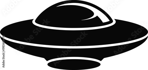 Black Silhouette of a Classic Flying Saucer Spaceship Icon alien extraterrestrial