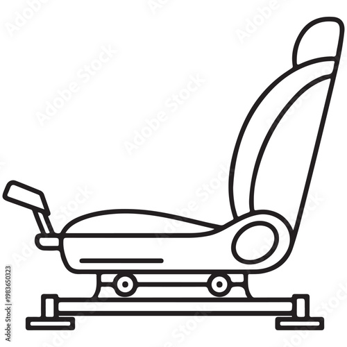 Adjustable car seat line art icon for automotive interior design and vehicle maintenance diagrams