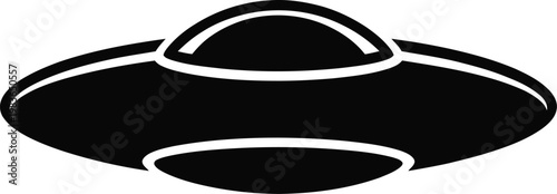 Classic flying saucer silhouette with white background Keywords: flying saucer, ufo, alien