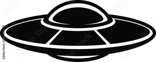 Stylized Black Silhouette of a Disc- Shaped Flying Saucer Spaceship alien extraterrestrial
