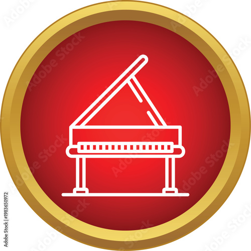 Grand piano line art icon representing classical music and entertainment