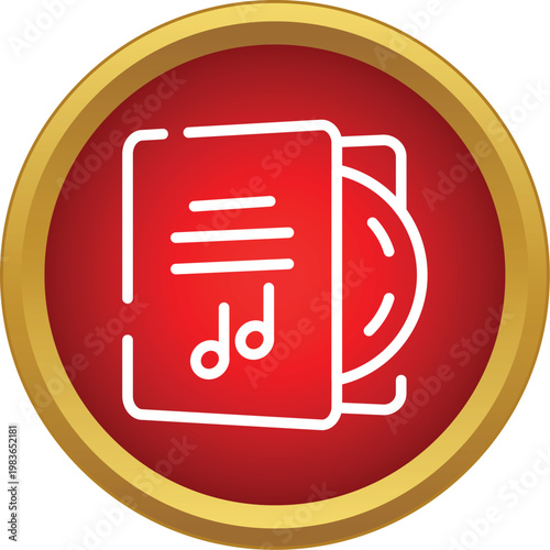 Music cd with notes and disk inside a folder, presented as a digital media icon