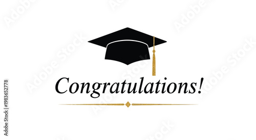 A graduation cap with text reads congratulations a dark silhouette