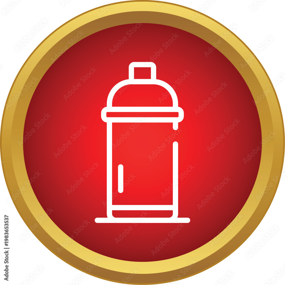 Obraz premium Aerosol spray can outline appearing on a red circle with a golden border