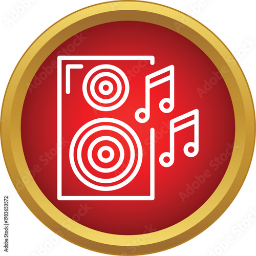 Speaker producing notes symbolizing music playback and sound experience