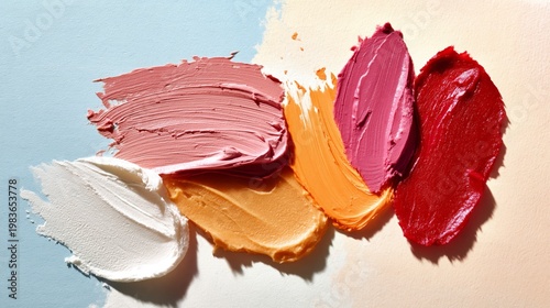 Different Colors of Paint Spread out on a Palette in a Creative Workspace