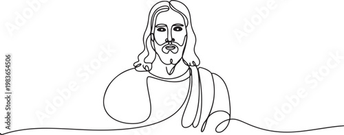 continuous line of Jesus christ.one line drawing of the Lord jesus being overtaken. one line Icon drawing