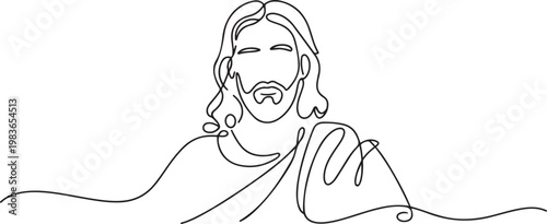 continuous line of Jesus christ.one line drawing of the Lord jesus being overtaken. one line Icon drawing