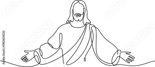continuous line of Jesus christ.one line drawing of the Lord jesus being overtaken. one line Icon drawing