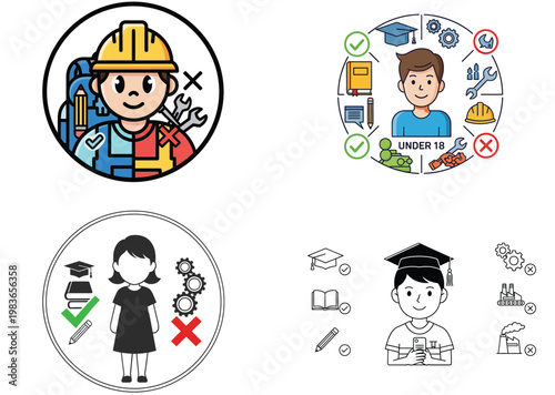 Visual representation of age restrictions for different occupations and education levels