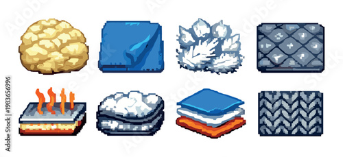 Various textile and bedding materials arranged on neutral background