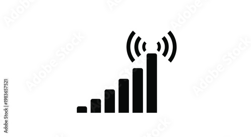 Wireless signal strength indicator with increasing bars a black silhouette