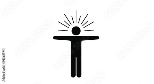 Black figure with outstretched arms and radiating lines a striking silhouette