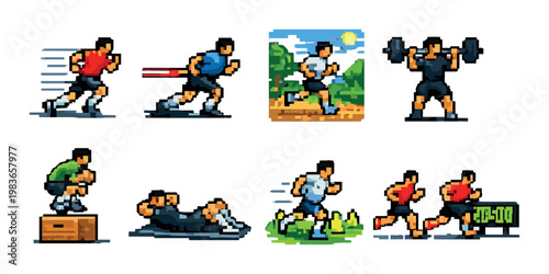 Runners performing speed and strength training on gym and trail