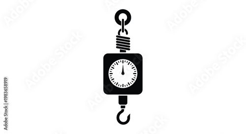 Black silhouette of a spring scale with a circular dial silhouette
